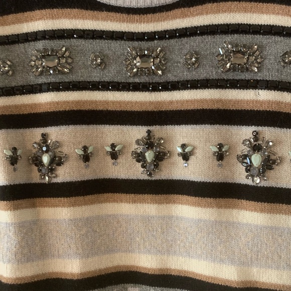 J. Crew Fair Isle jeweled crew neck wool sweater- size large - Picture 6 of 7